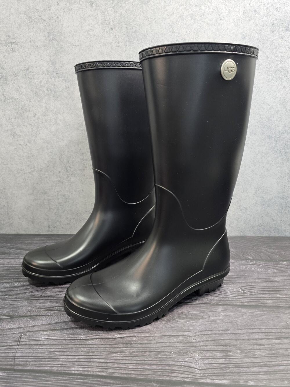 UGG Shaye Black Rubber Rain Boots Women's Size 8 EUC Waterproof Made In USA